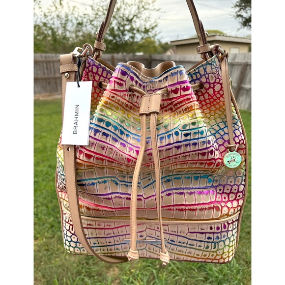 NWT**Brahmin Marlowe -Celebrate Germaine Large Bucket Bag**HTF**Metallic Accents - Picture 12 of 12